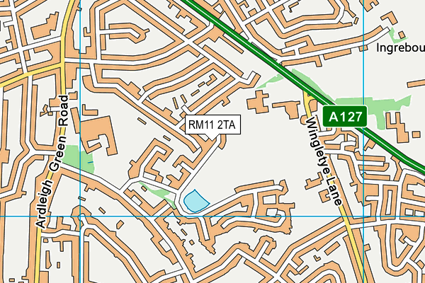 RM11 2TA map - OS VectorMap District (Ordnance Survey)