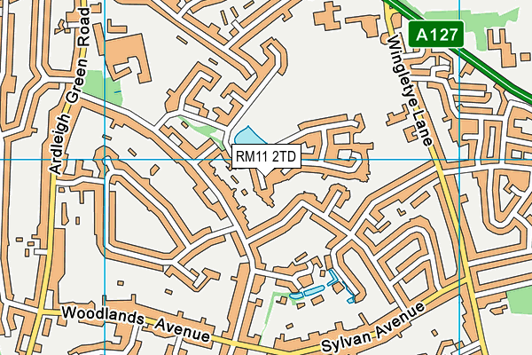 RM11 2TD map - OS VectorMap District (Ordnance Survey)