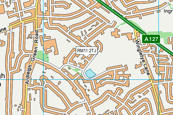 RM11 2TJ map - OS VectorMap District (Ordnance Survey)