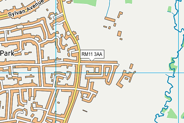 RM11 3AA map - OS VectorMap District (Ordnance Survey)