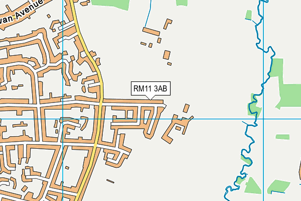 RM11 3AB map - OS VectorMap District (Ordnance Survey)