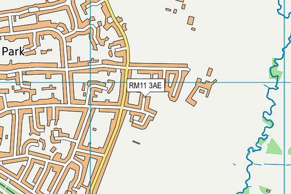 RM11 3AE map - OS VectorMap District (Ordnance Survey)