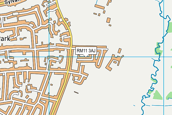 RM11 3AJ map - OS VectorMap District (Ordnance Survey)