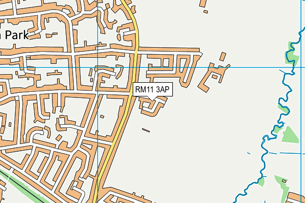 RM11 3AP map - OS VectorMap District (Ordnance Survey)