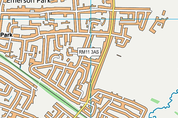 RM11 3AS map - OS VectorMap District (Ordnance Survey)