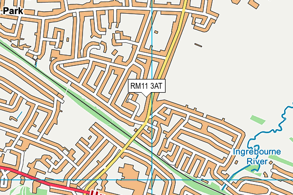 RM11 3AT map - OS VectorMap District (Ordnance Survey)