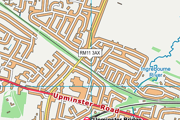 RM11 3AX map - OS VectorMap District (Ordnance Survey)