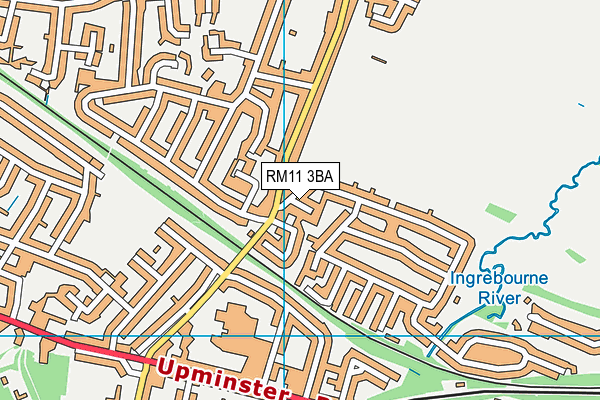 RM11 3BA map - OS VectorMap District (Ordnance Survey)