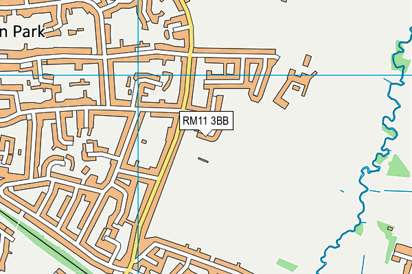 RM11 3BB map - OS VectorMap District (Ordnance Survey)