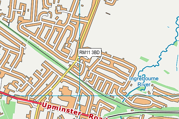 RM11 3BD map - OS VectorMap District (Ordnance Survey)