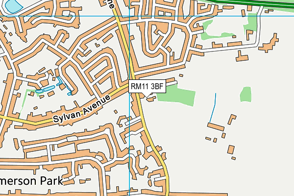 RM11 3BF map - OS VectorMap District (Ordnance Survey)