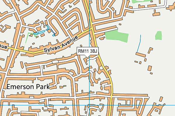 RM11 3BJ map - OS VectorMap District (Ordnance Survey)