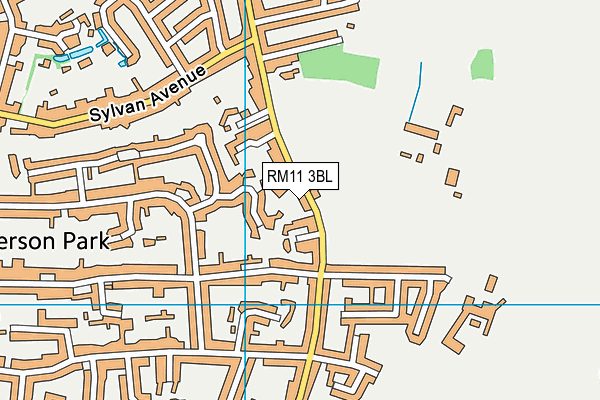 RM11 3BL map - OS VectorMap District (Ordnance Survey)