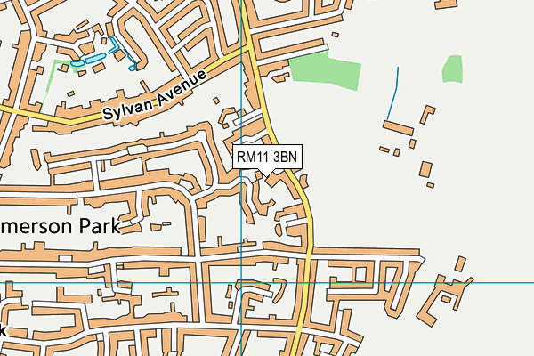 RM11 3BN map - OS VectorMap District (Ordnance Survey)