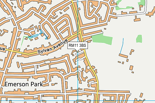 RM11 3BS map - OS VectorMap District (Ordnance Survey)