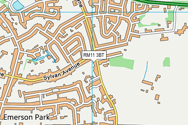 RM11 3BT map - OS VectorMap District (Ordnance Survey)