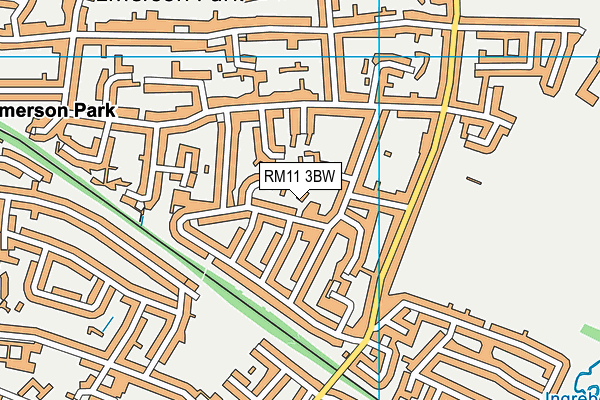 RM11 3BW map - OS VectorMap District (Ordnance Survey)