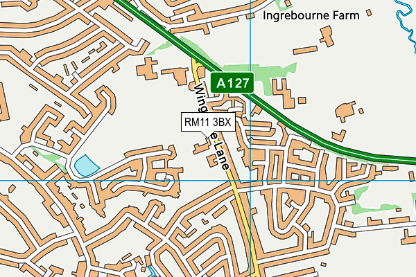 RM11 3BX map - OS VectorMap District (Ordnance Survey)