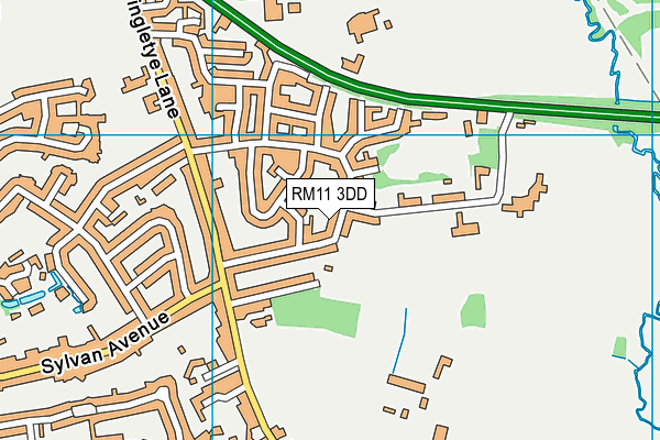 RM11 3DD map - OS VectorMap District (Ordnance Survey)