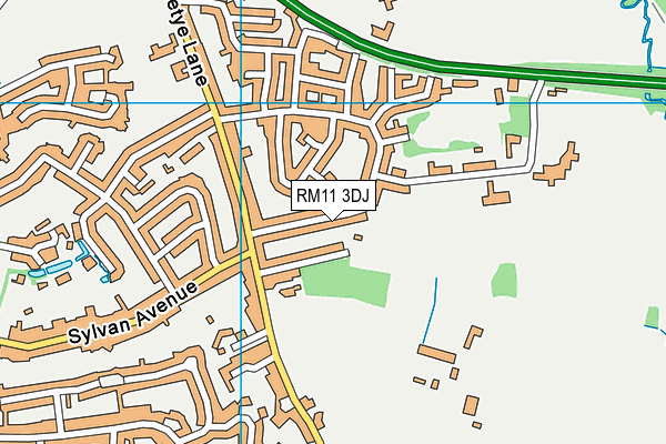 RM11 3DJ map - OS VectorMap District (Ordnance Survey)