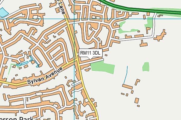 RM11 3DL map - OS VectorMap District (Ordnance Survey)