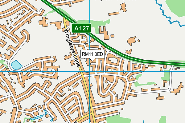 RM11 3ED map - OS VectorMap District (Ordnance Survey)