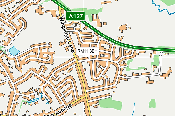 RM11 3EH map - OS VectorMap District (Ordnance Survey)