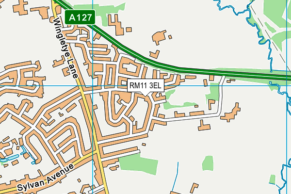 RM11 3EL map - OS VectorMap District (Ordnance Survey)