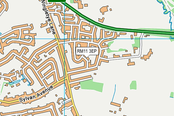 RM11 3EP map - OS VectorMap District (Ordnance Survey)