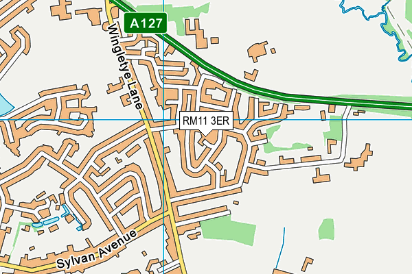 RM11 3ER map - OS VectorMap District (Ordnance Survey)