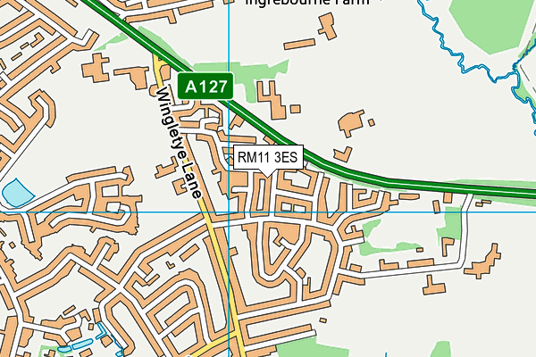 RM11 3ES map - OS VectorMap District (Ordnance Survey)