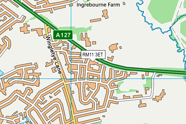 RM11 3ET map - OS VectorMap District (Ordnance Survey)
