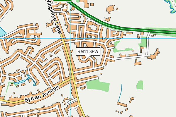RM11 3EW map - OS VectorMap District (Ordnance Survey)