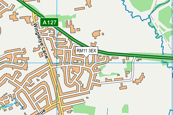 RM11 3EX map - OS VectorMap District (Ordnance Survey)