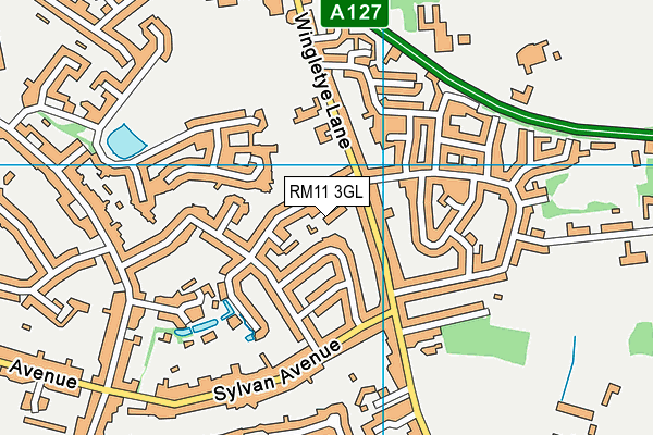 RM11 3GL map - OS VectorMap District (Ordnance Survey)