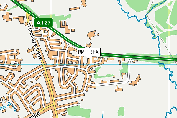 RM11 3HA map - OS VectorMap District (Ordnance Survey)