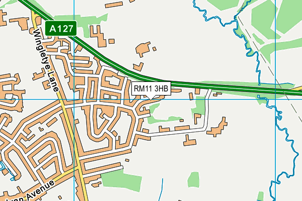 RM11 3HB map - OS VectorMap District (Ordnance Survey)