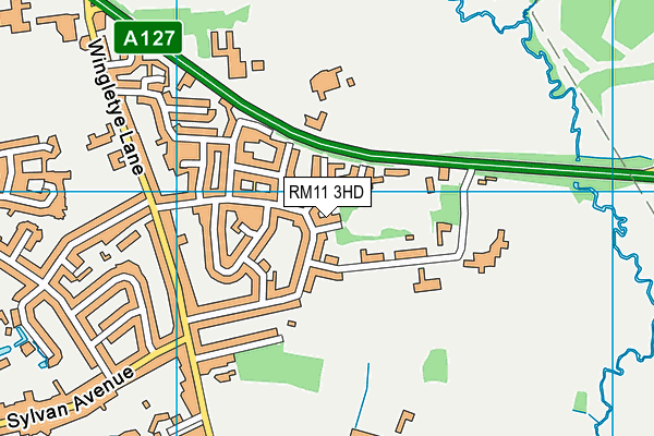 RM11 3HD map - OS VectorMap District (Ordnance Survey)