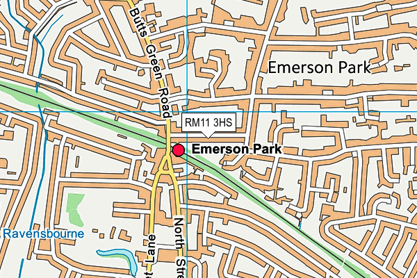 RM11 3HS map - OS VectorMap District (Ordnance Survey)