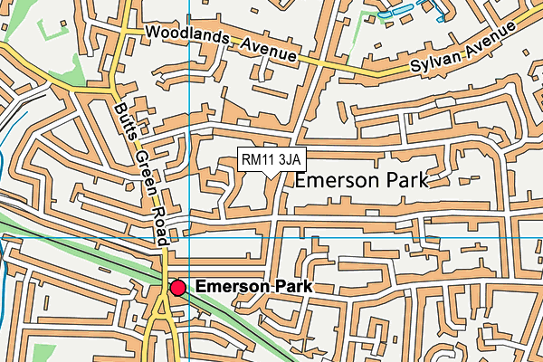 RM11 3JA map - OS VectorMap District (Ordnance Survey)