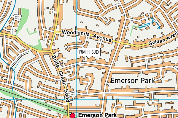 RM11 3JD map - OS VectorMap District (Ordnance Survey)