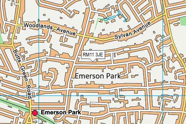 RM11 3JE map - OS VectorMap District (Ordnance Survey)