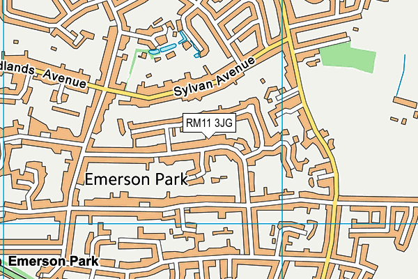 RM11 3JG map - OS VectorMap District (Ordnance Survey)