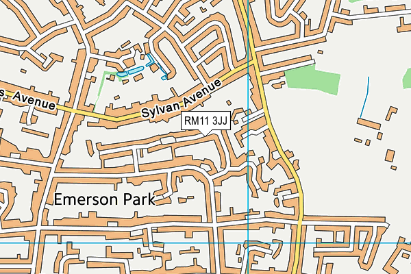 RM11 3JJ map - OS VectorMap District (Ordnance Survey)