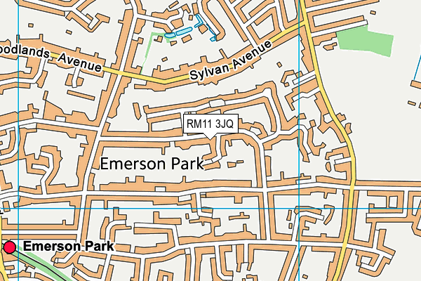 RM11 3JQ map - OS VectorMap District (Ordnance Survey)
