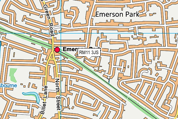 RM11 3JS map - OS VectorMap District (Ordnance Survey)