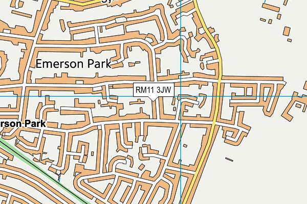 RM11 3JW map - OS VectorMap District (Ordnance Survey)