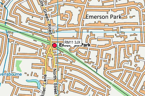 RM11 3JX map - OS VectorMap District (Ordnance Survey)