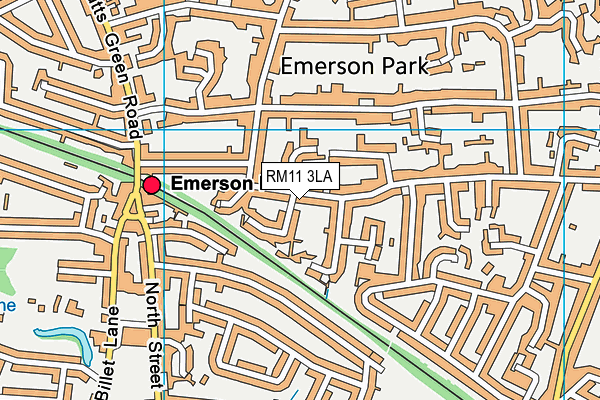 RM11 3LA map - OS VectorMap District (Ordnance Survey)