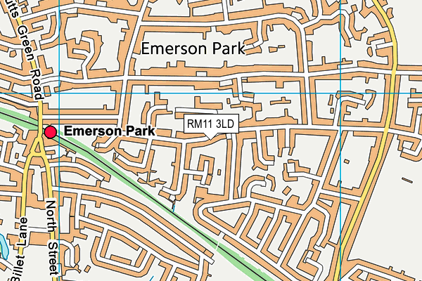 RM11 3LD map - OS VectorMap District (Ordnance Survey)